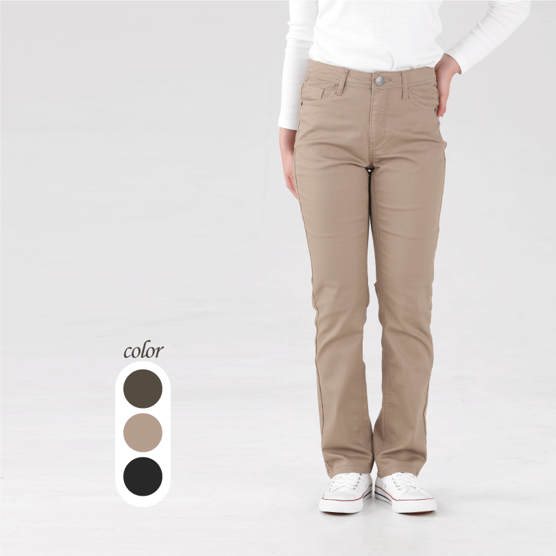 レディース前開きストレートパンツ