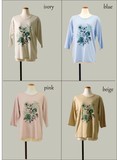 ７分袖花プリントカットソーTシャツ