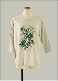 ７分袖花プリントカットソーTシャツ