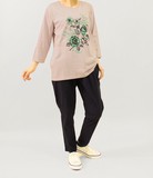 ７分袖花プリントカットソーTシャツ