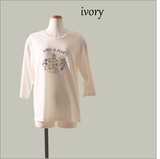 ７分袖CATプリントカットソーTシャツ