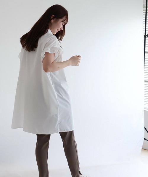 シャーリング襟付きチュニック