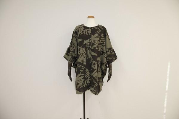 アートプリントドルマン開きチュニック