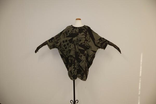 アートプリントドルマン開きチュニック