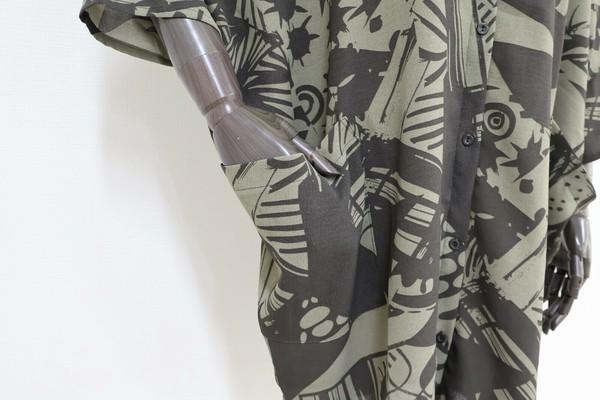 アートプリントドルマン開きチュニック