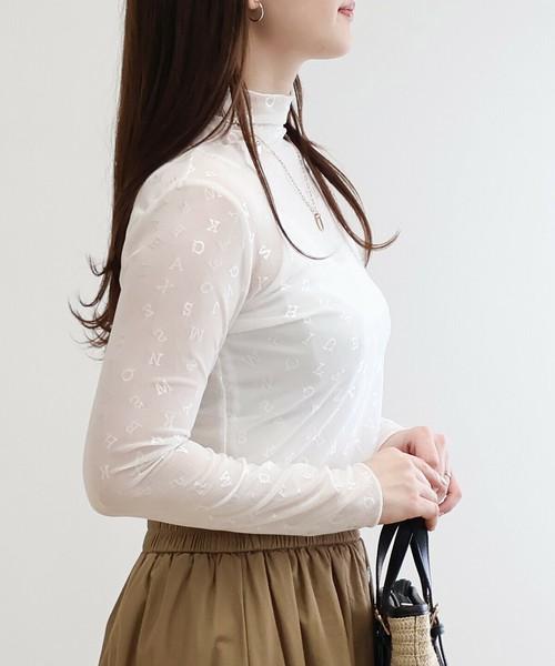 アルファベット柄ハイネックパワーネットT