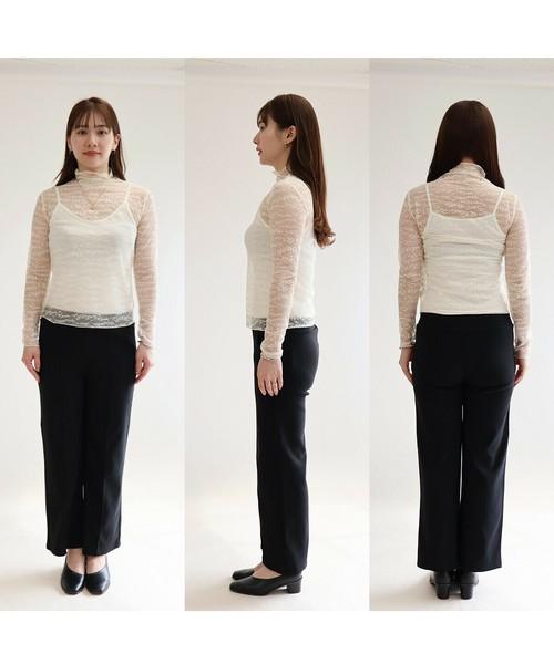 アルファベット柄ハイネックパワーネットT