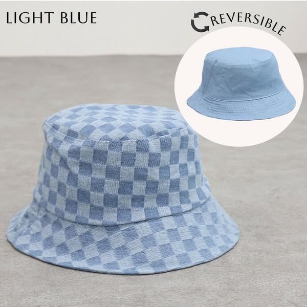 リバーシブルチェック柄デニムハット