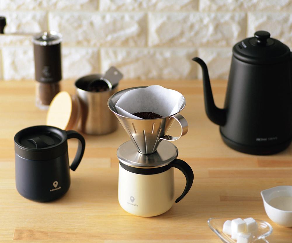  CC19 cococafe ココカフェ蓋付き真空二重マグカップ 300ml ネイビー