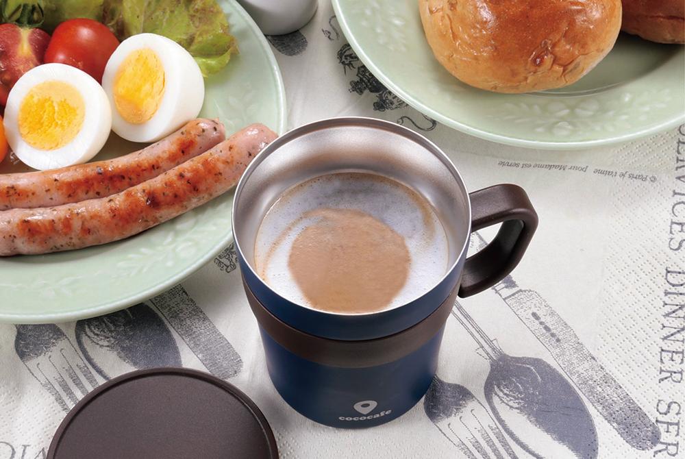  CC16 cococafe ココカフェ真空二重 取手付きマグカップ 250ml ホワイト