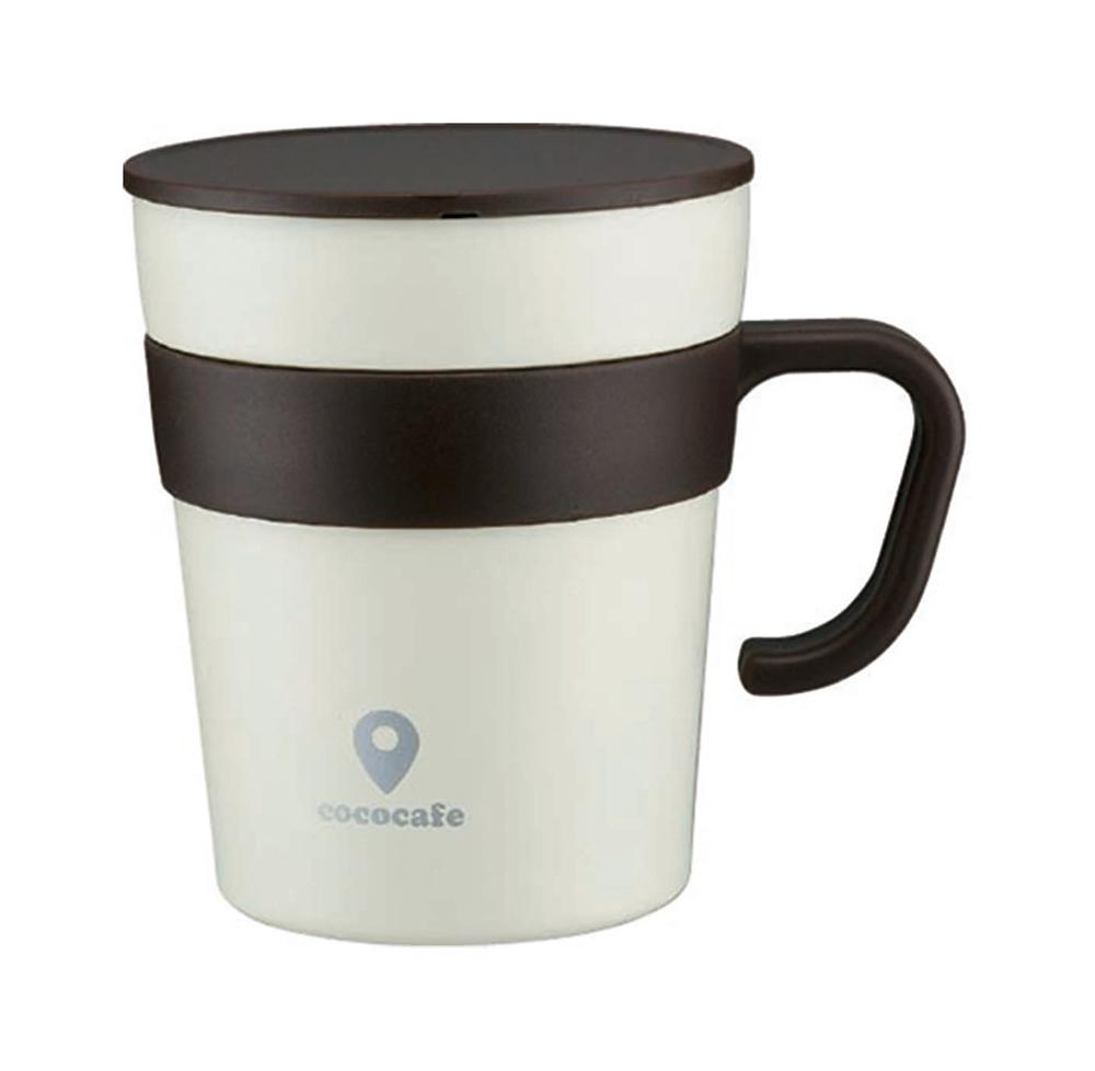  CC16 cococafe ココカフェ真空二重 取手付きマグカップ 250ml ホワイト