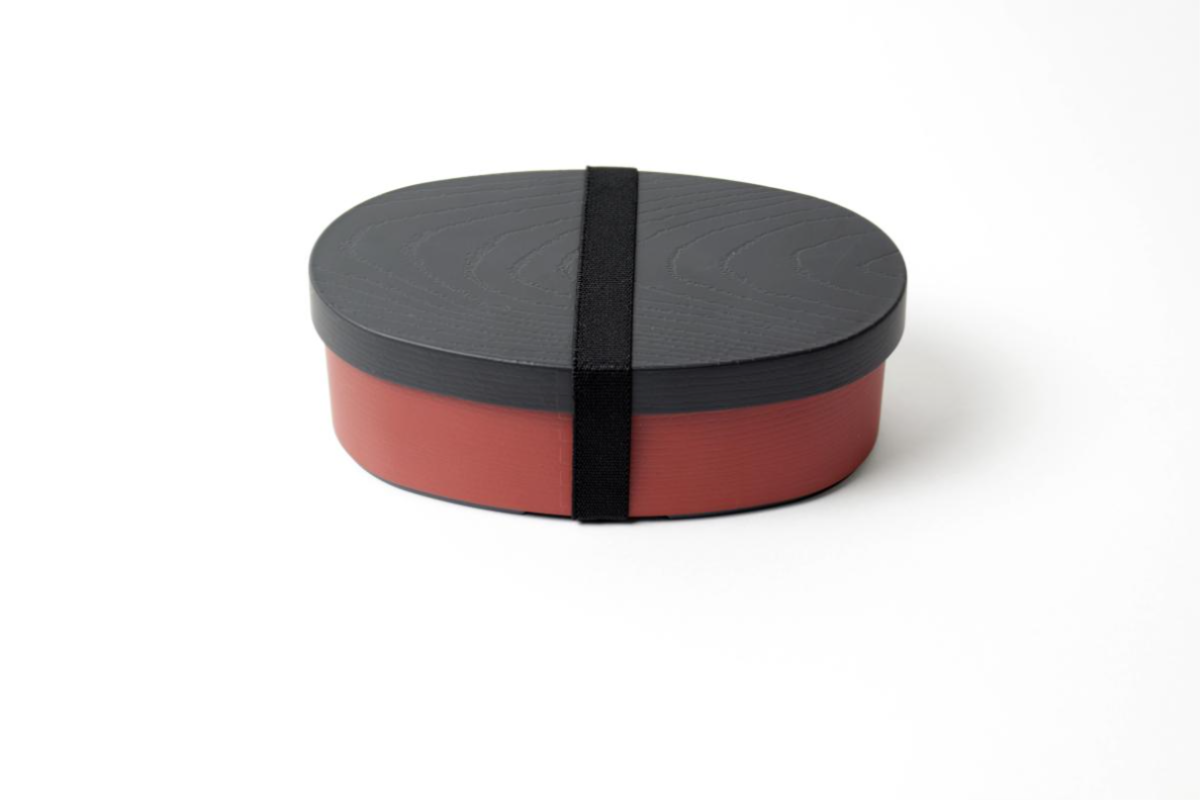  TW-20 山中塗曲げわっぱ風お弁当箱（朱色）小判型