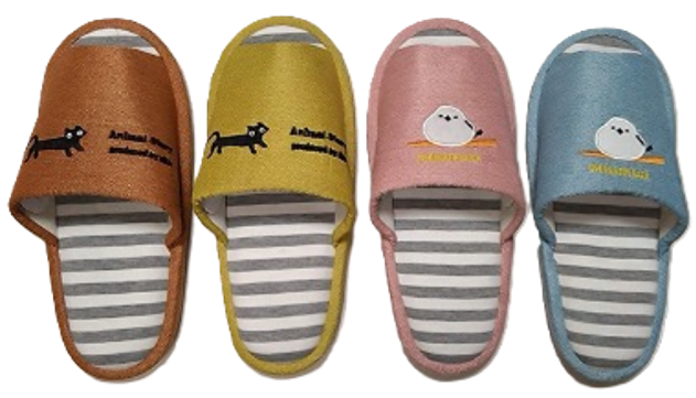 ネコ・シマエナガ刺繍スリッパ