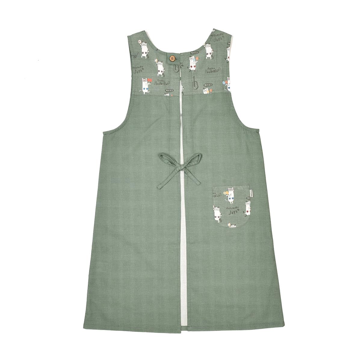 ネコまるけ　釦リボンあきエプロンねこ　ネコ　猫