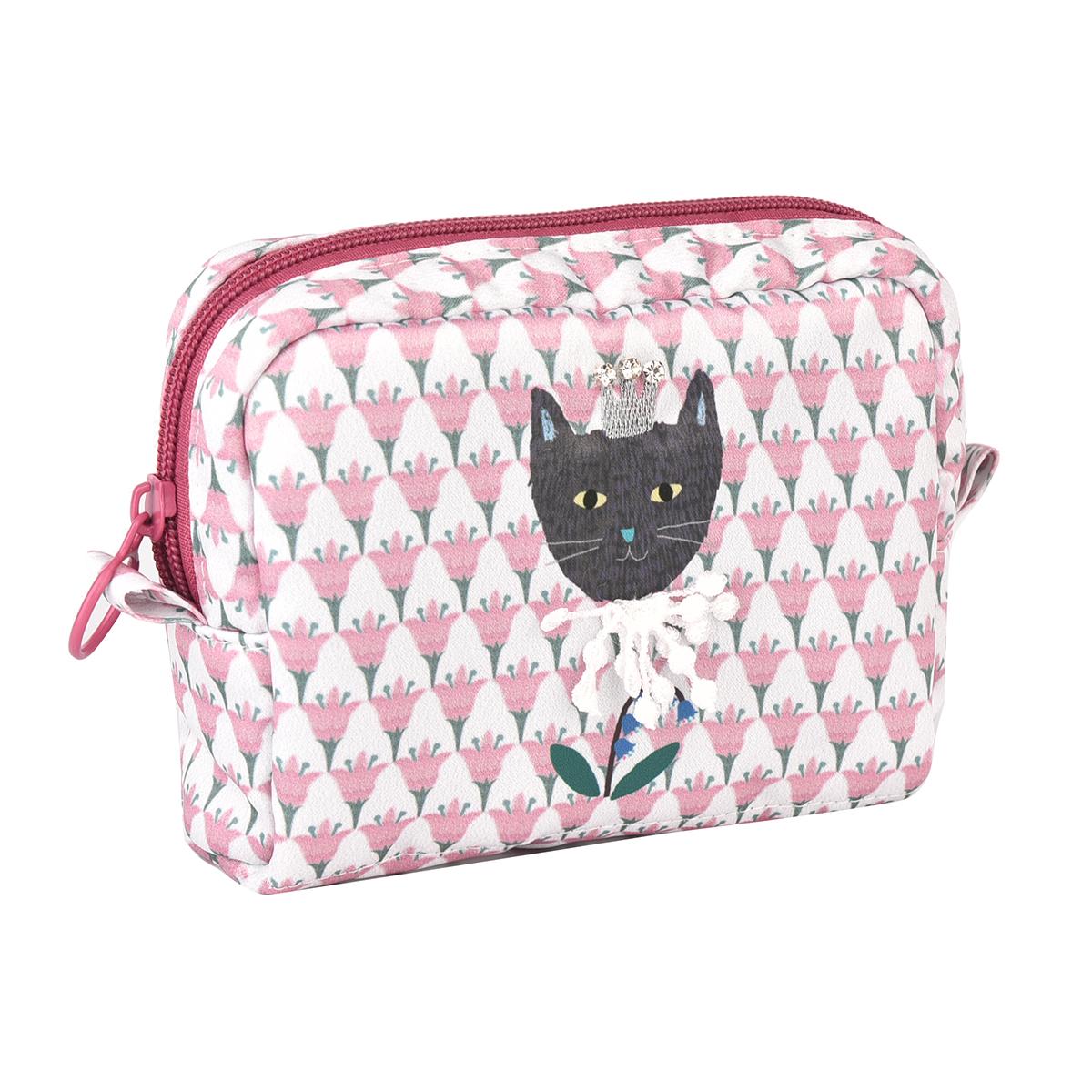 パーラーすずらん堂　みつまめプリンセスのサテンプリント　ポーチねこ　ネコ　猫