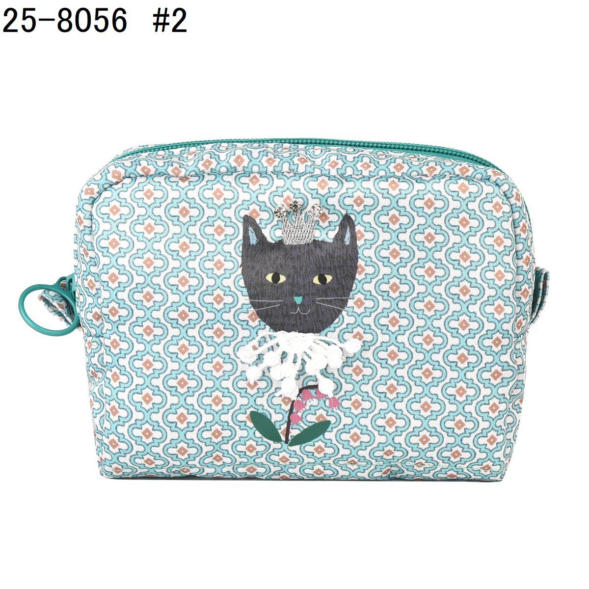 パーラーすずらん堂　みつまめプリンセスのサテンプリント　ポーチねこ　ネコ　猫