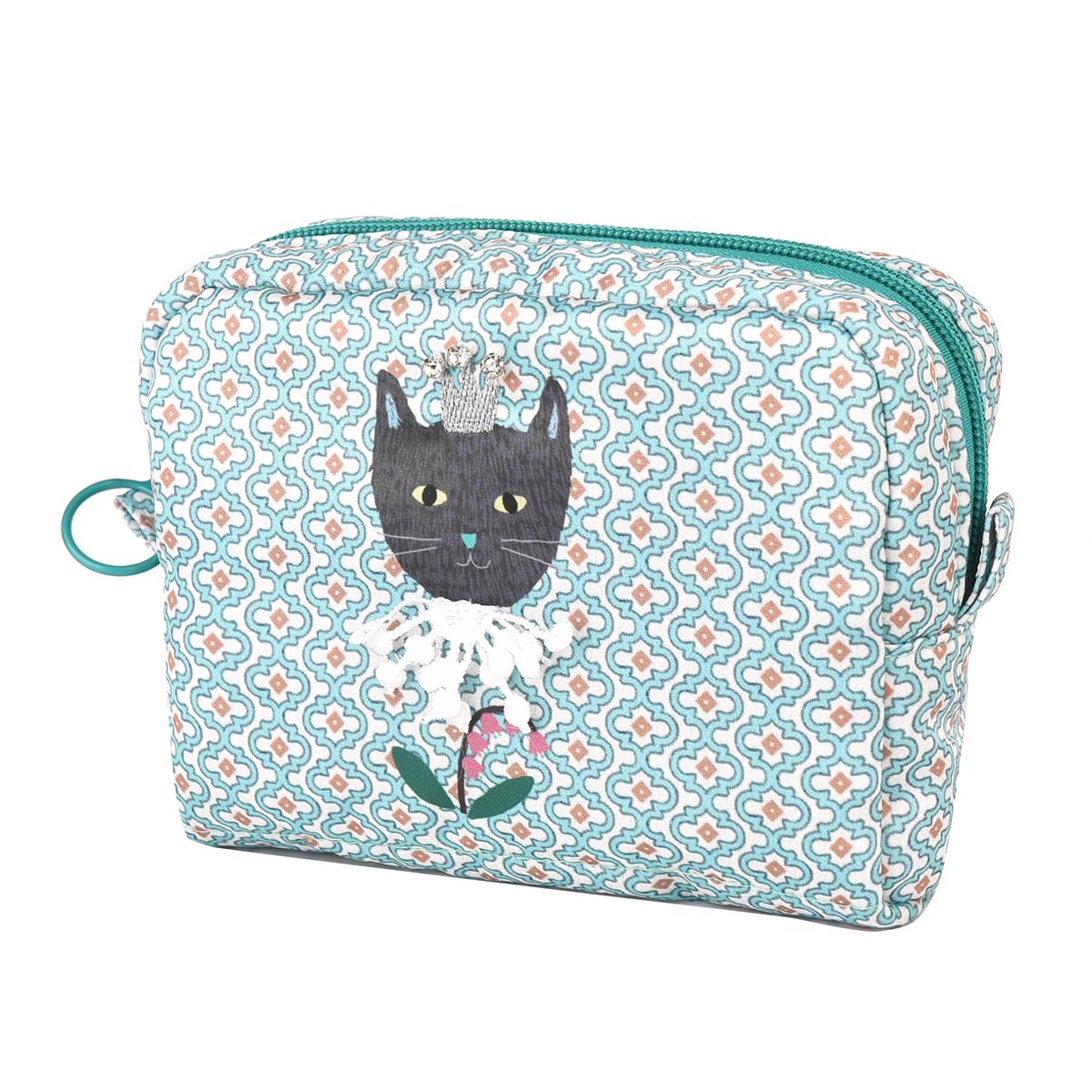 パーラーすずらん堂　みつまめプリンセスのサテンプリント　ポーチねこ　ネコ　猫