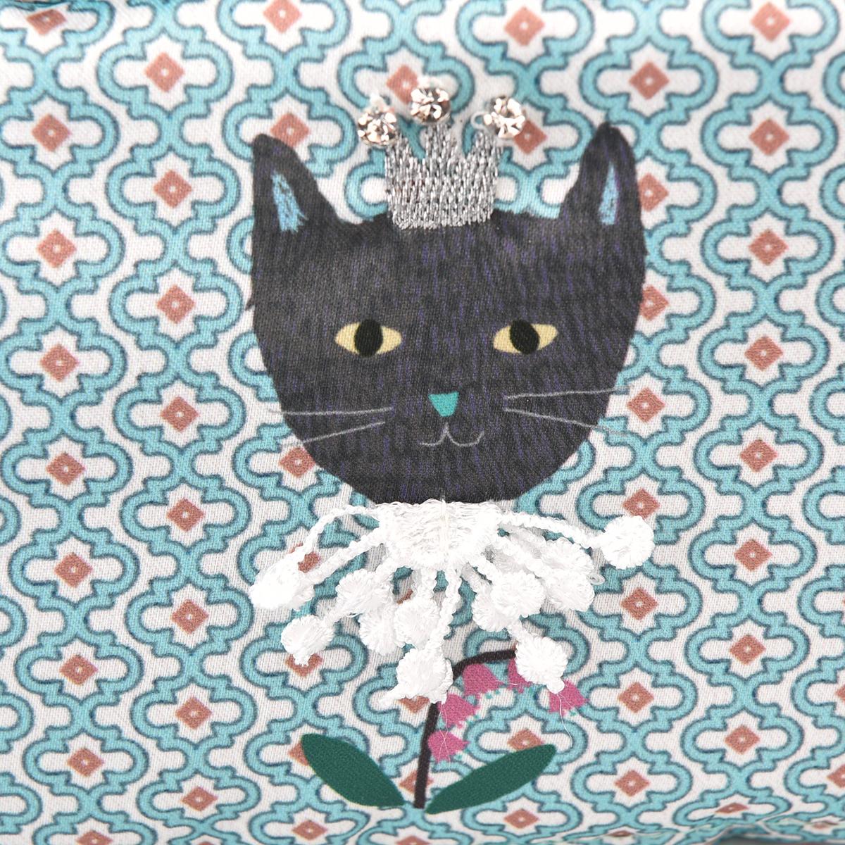 パーラーすずらん堂　みつまめプリンセスのサテンプリント　ポーチねこ　ネコ　猫