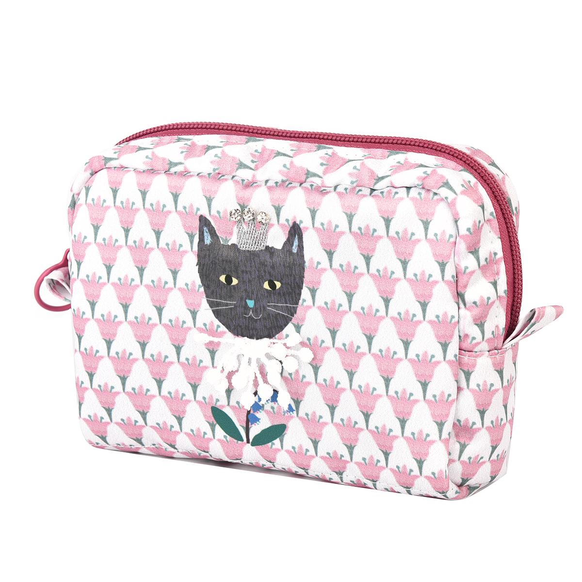 パーラーすずらん堂　みつまめプリンセスのサテンプリント　ポーチねこ　ネコ　猫