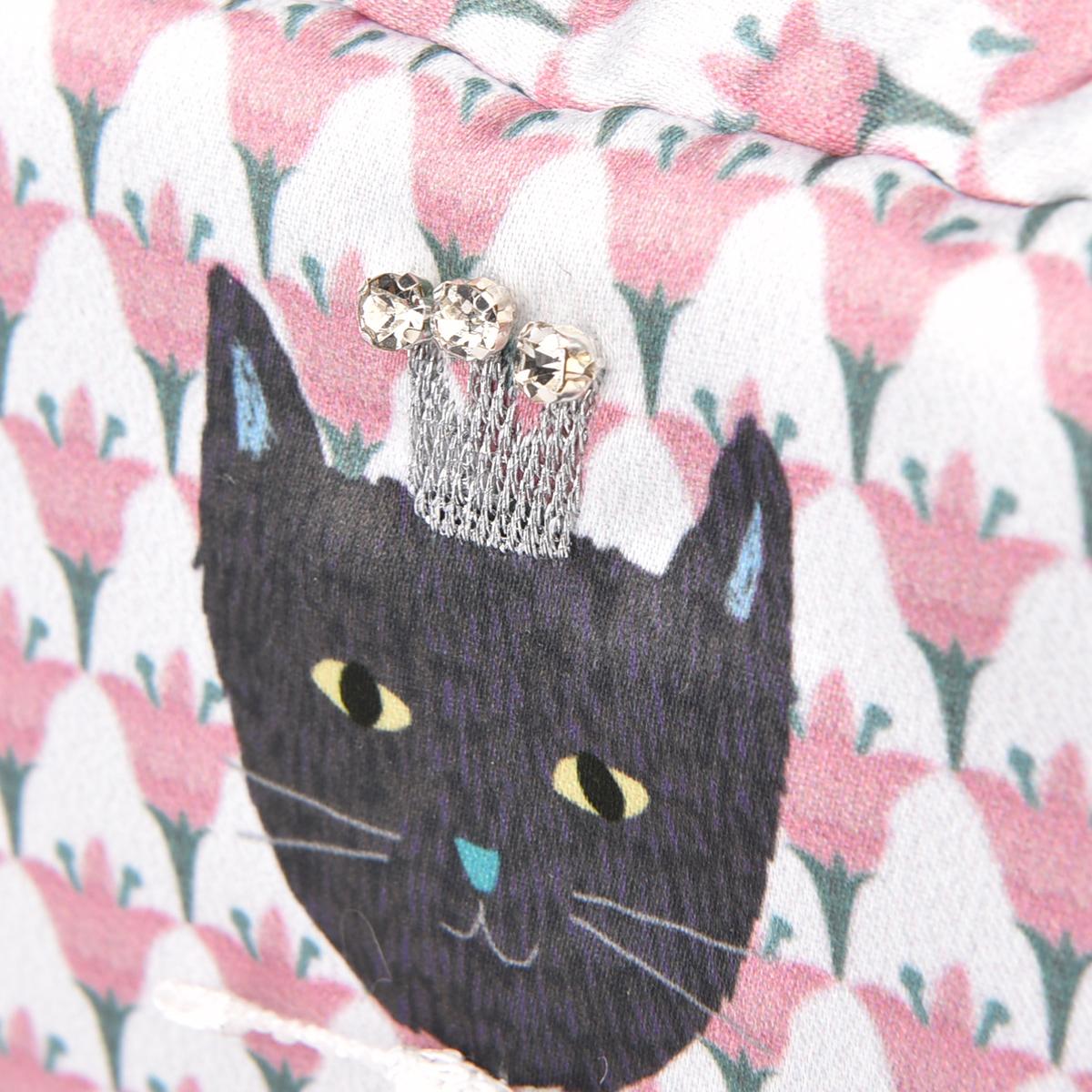 パーラーすずらん堂　みつまめプリンセスのサテンプリント　ポーチねこ　ネコ　猫