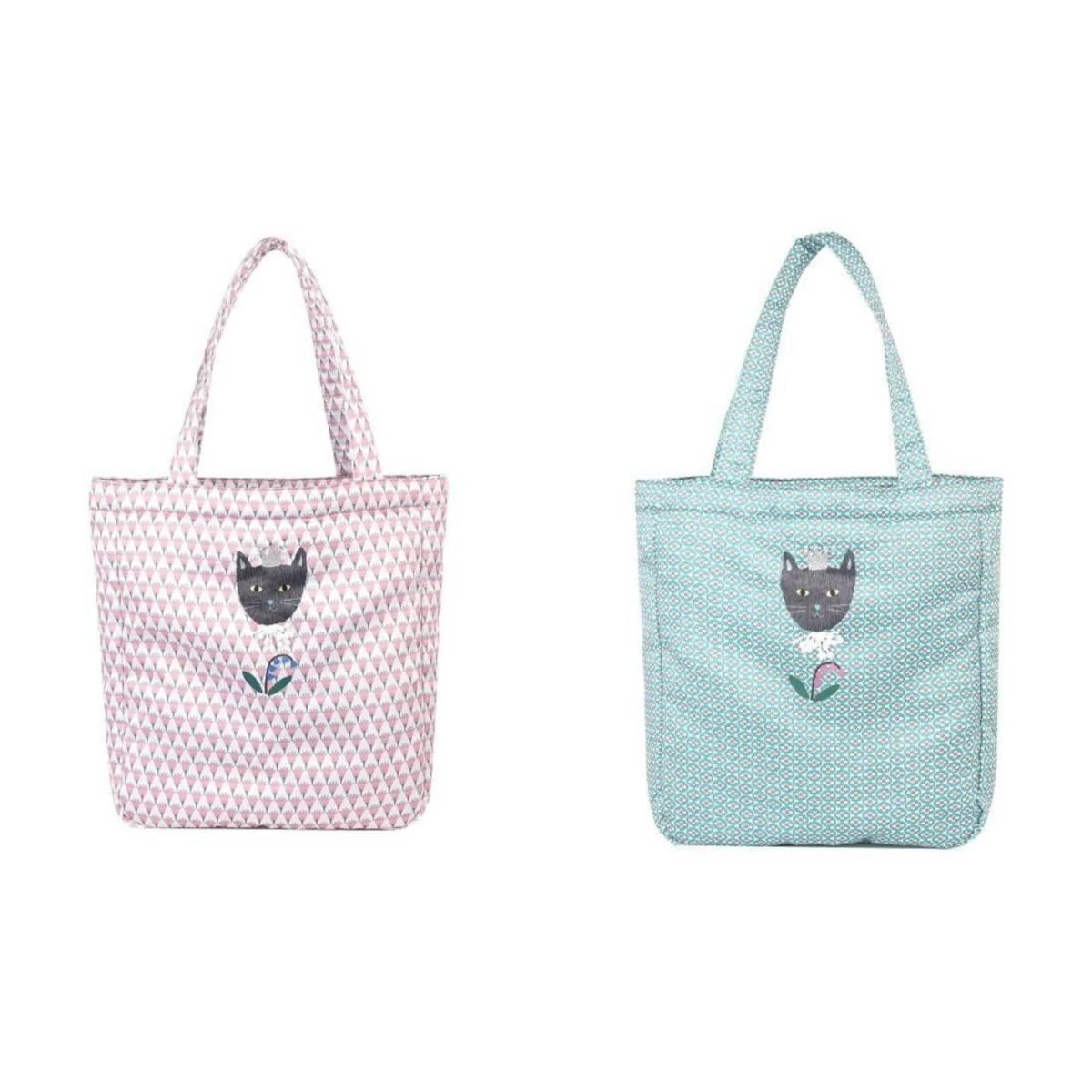 パーラーすずらん堂　みつまめプリンセスのサテンプリント　トートバッグ（ねこ　ネコ　猫）