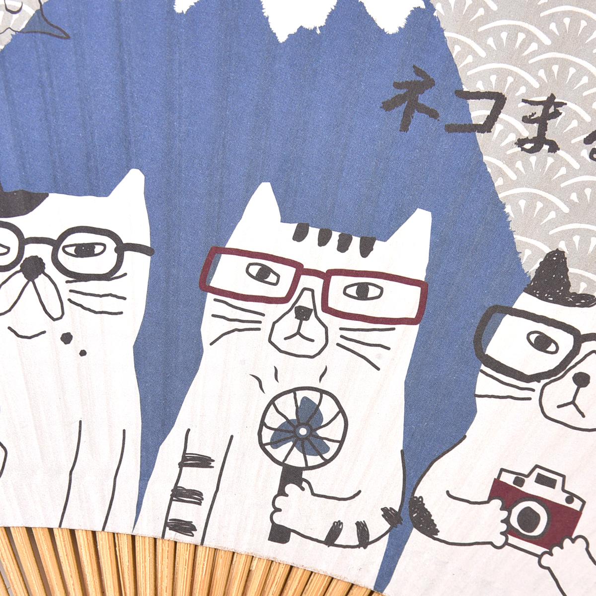 くすぐるうちわスリムタイプ　ネコまるけと富士山ねこ　ネコ　猫
