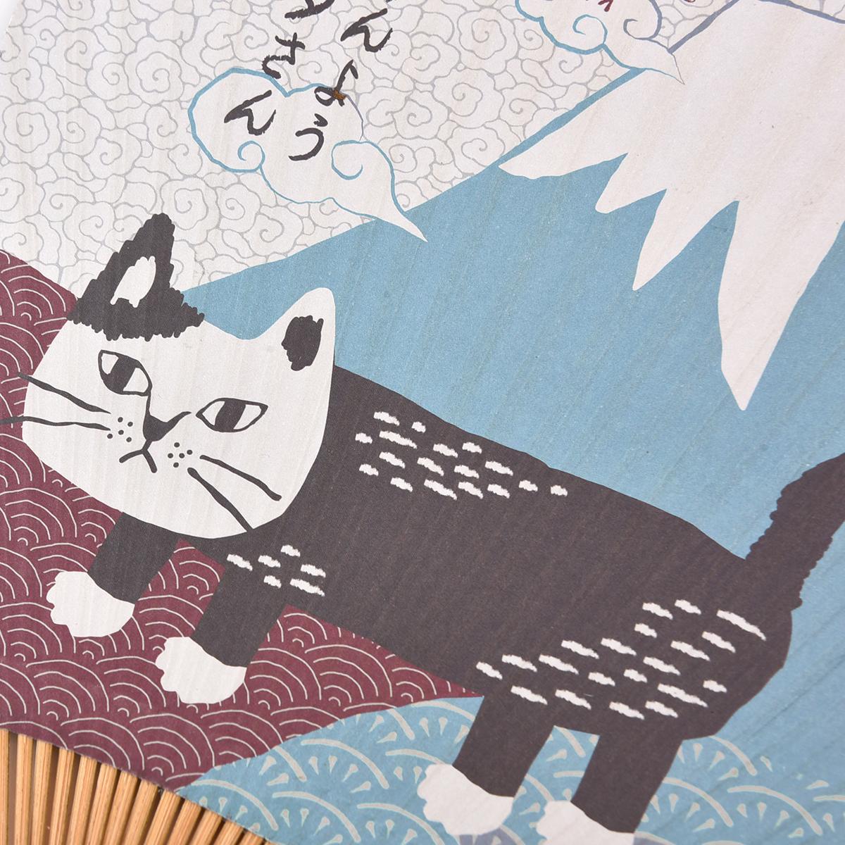 くすぐるうちわスリムタイプ　マチルダさんと富士山ねこ　ネコ　猫