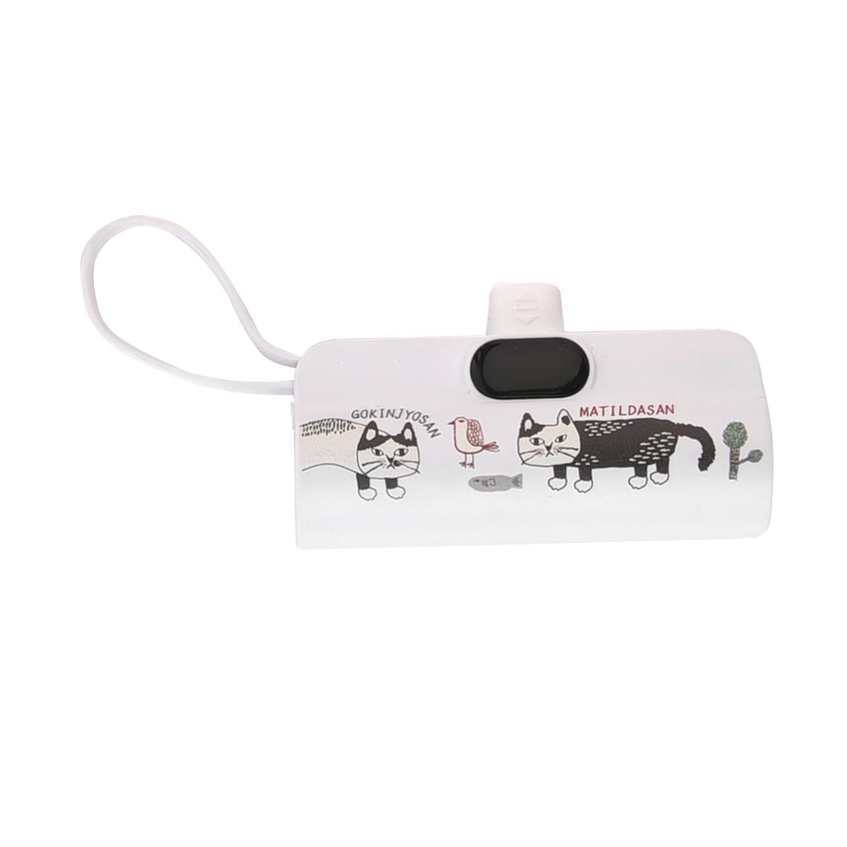 コンパクトモバイルバッテリー　A型　マチルダさん柄　5000mah（ねこ　ネコ　猫）