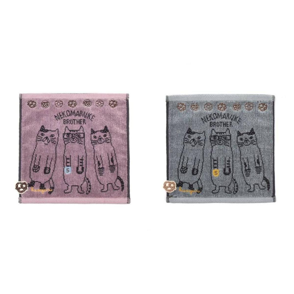 ふわふわタオルハンカチ　ネコまるけ柄（ねこ　ネコ　猫）