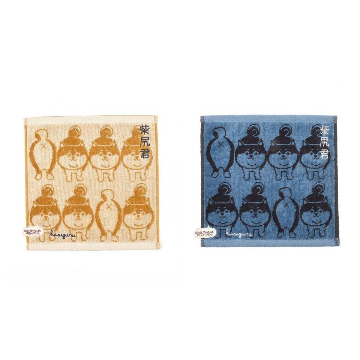 ふわふわタオルハンカチ　柴尻君柄