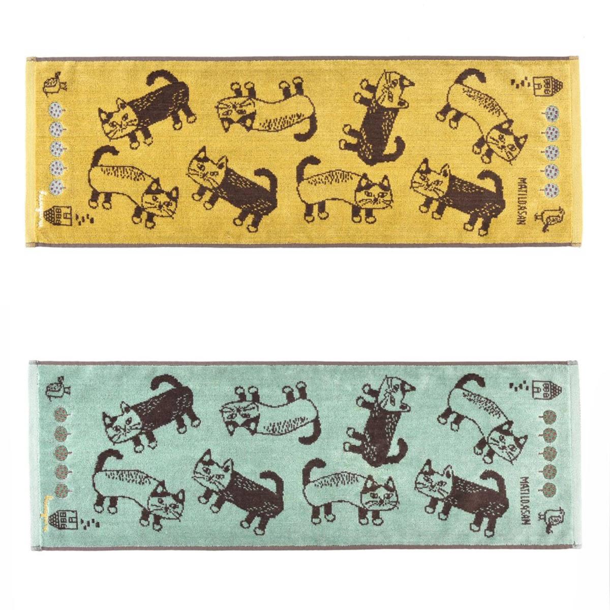 ふわふわタオルマフラー　マチルダさん柄（ねこ　ネコ　猫）