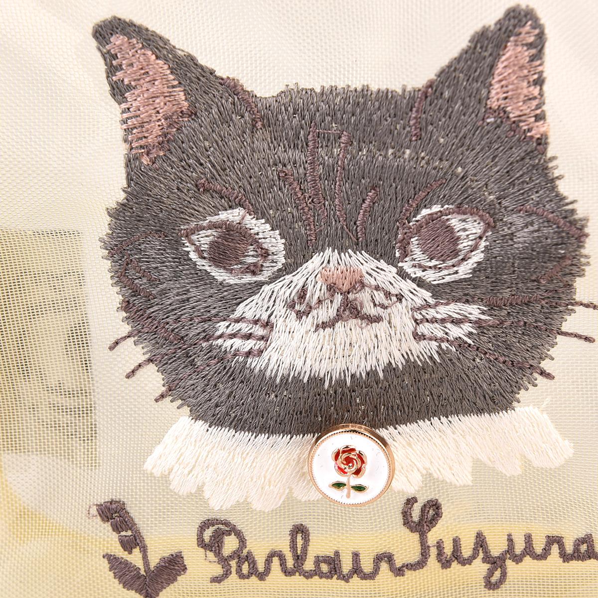 パーラーすずらん堂　メッシュ生地　コスメポーチ　つばめさん柄ねこ　ネコ　猫