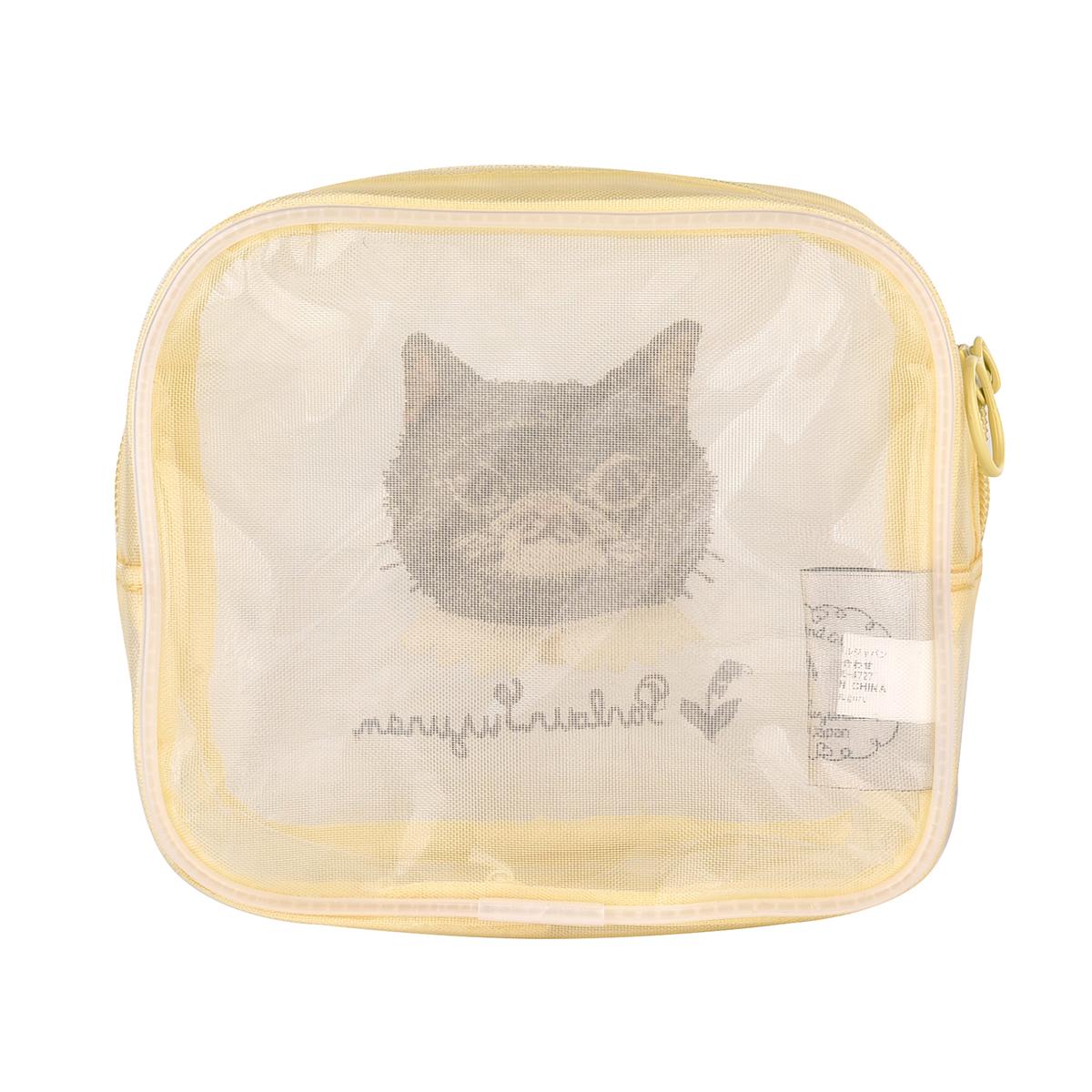 パーラーすずらん堂　メッシュ生地　コスメポーチ　つばめさん柄ねこ　ネコ　猫