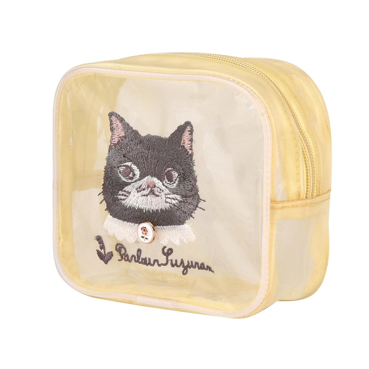 パーラーすずらん堂　メッシュ生地　コスメポーチ　つばめさん柄ねこ　ネコ　猫