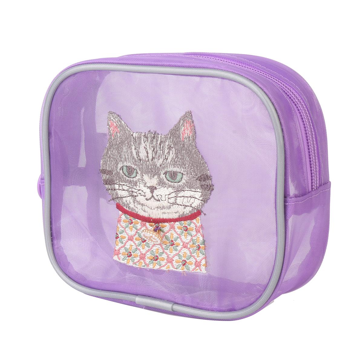 パーラーすずらん堂　メッシュ生地　コスメポーチ　ちまきさん柄ねこ　ネコ　猫