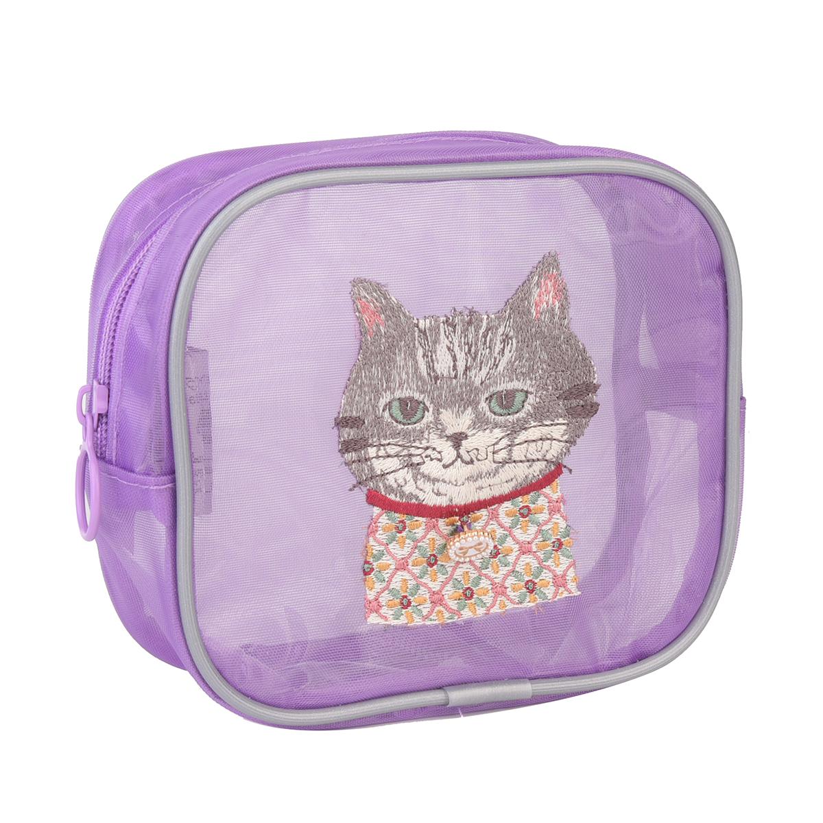 パーラーすずらん堂　メッシュ生地　コスメポーチ　ちまきさん柄ねこ　ネコ　猫