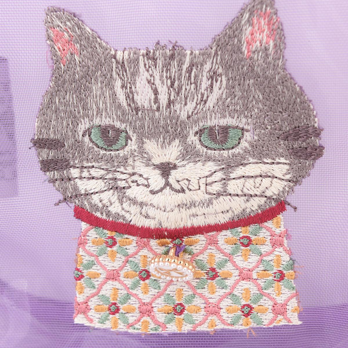 パーラーすずらん堂　メッシュ生地　コスメポーチ　ちまきさん柄ねこ　ネコ　猫