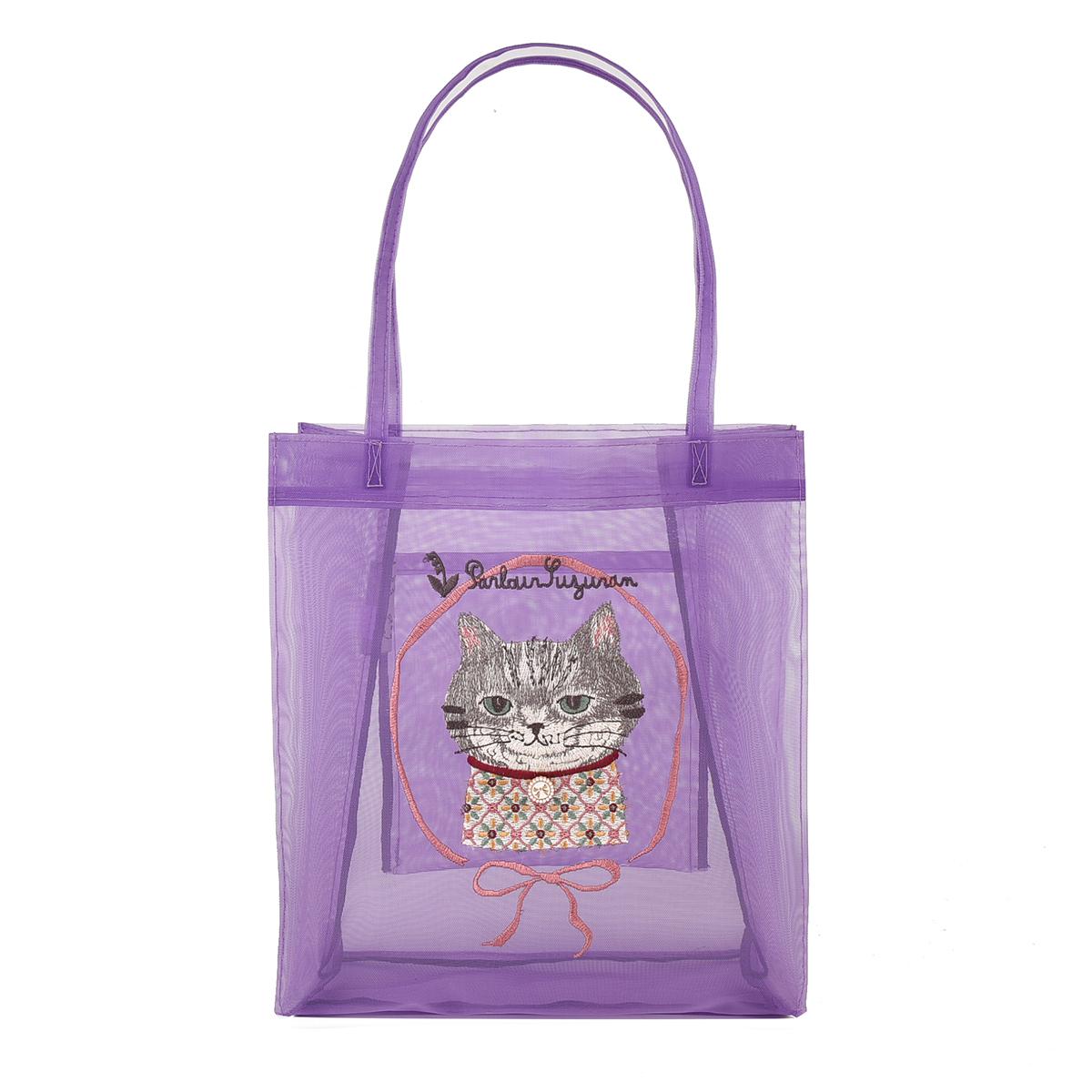 パーラーすずらん堂　メッシュ生地　ミニトートバッグ　ちまきさん柄（ねこ　ネコ　猫）