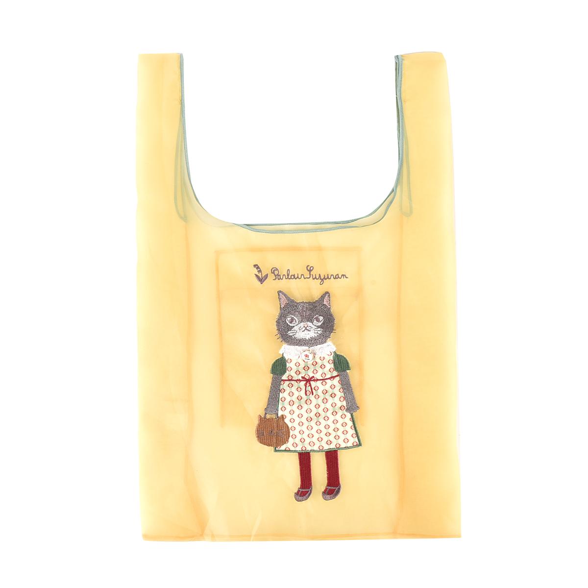 パーラーすずらん堂　シフォン生地　サブバッグ　つばめさん柄（ねこ　ネコ　猫）