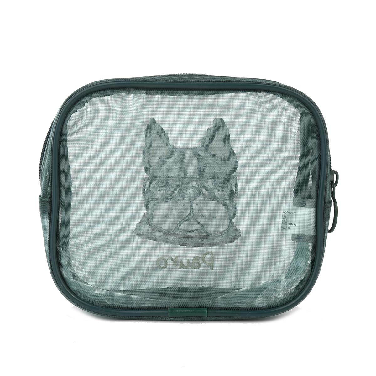 アニマルモード　メッシュ生地　コスメポーチ　パウロ柄