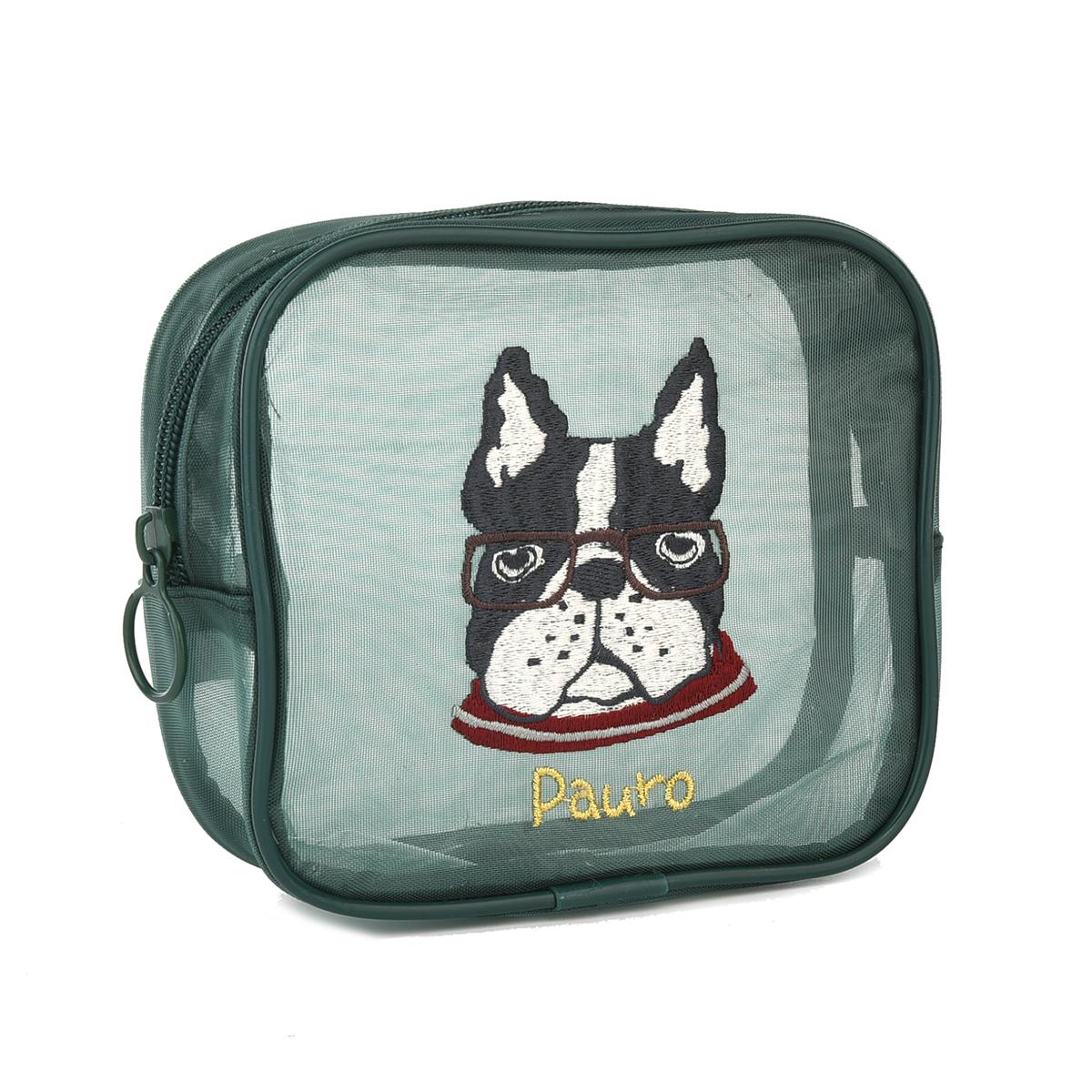 アニマルモード　メッシュ生地　コスメポーチ　パウロ柄