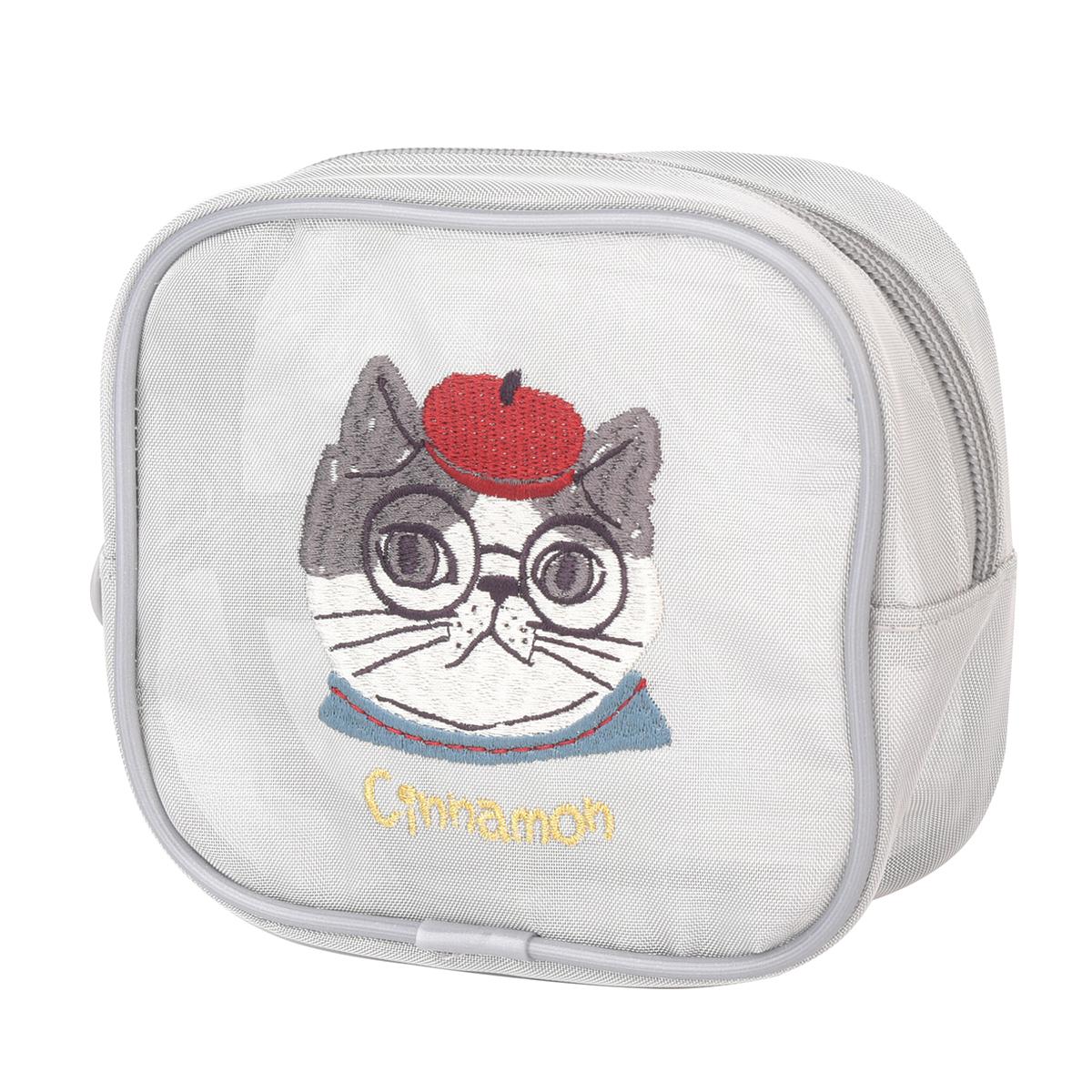 アニマルモード　メッシュ生地　コスメポーチ　シナモン柄ねこ　ネコ　猫