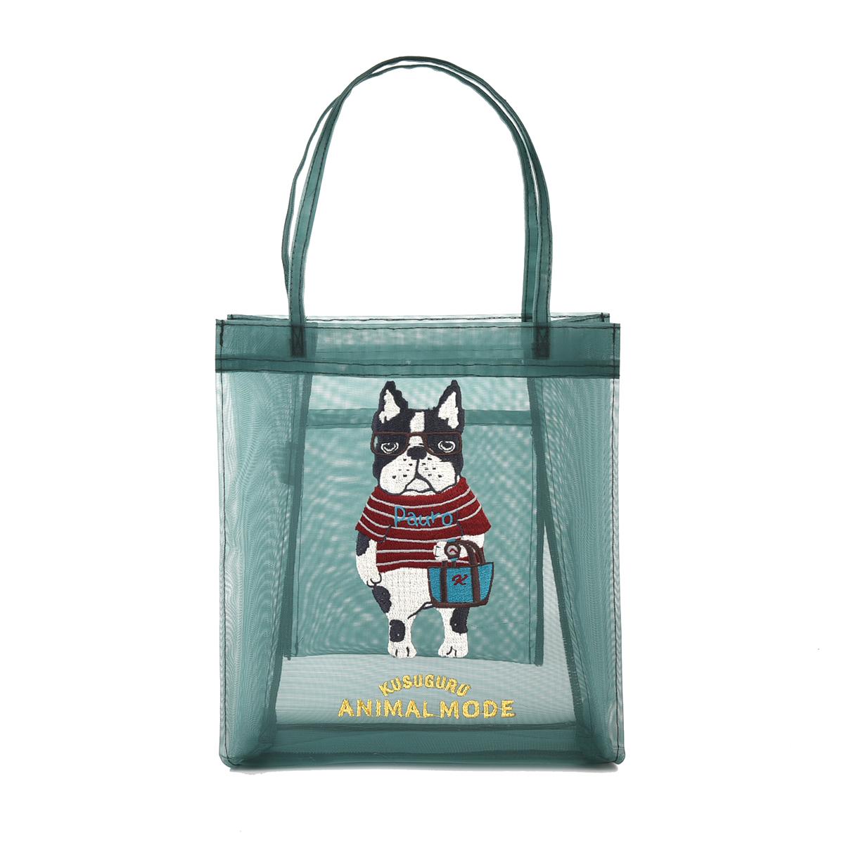アニマルモード　メッシュ生地　ミニトートバッグ　パウロ柄