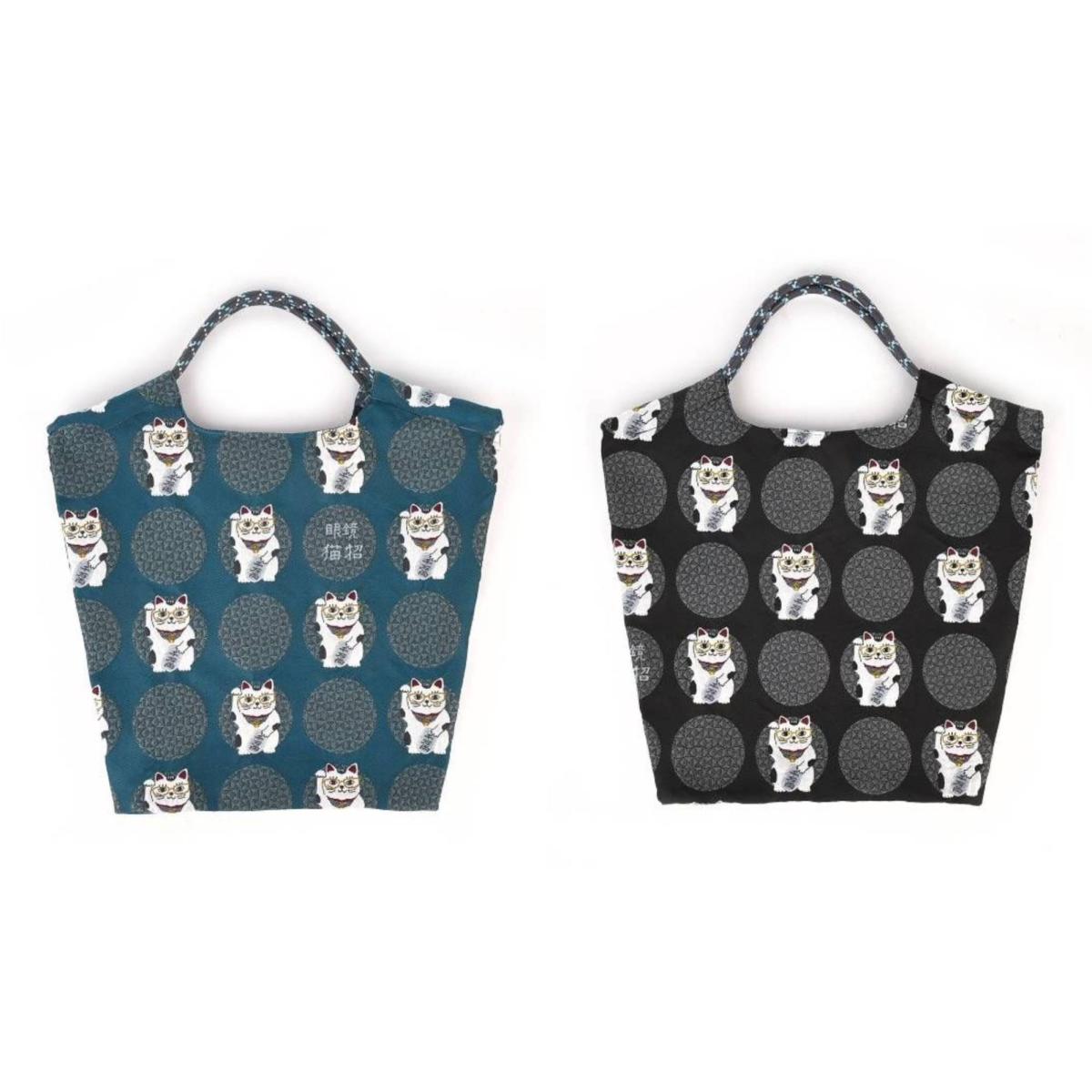 ゴブラン織り　パラコードバッグ　めがね猫招き柄（ねこ　ネコ　猫）