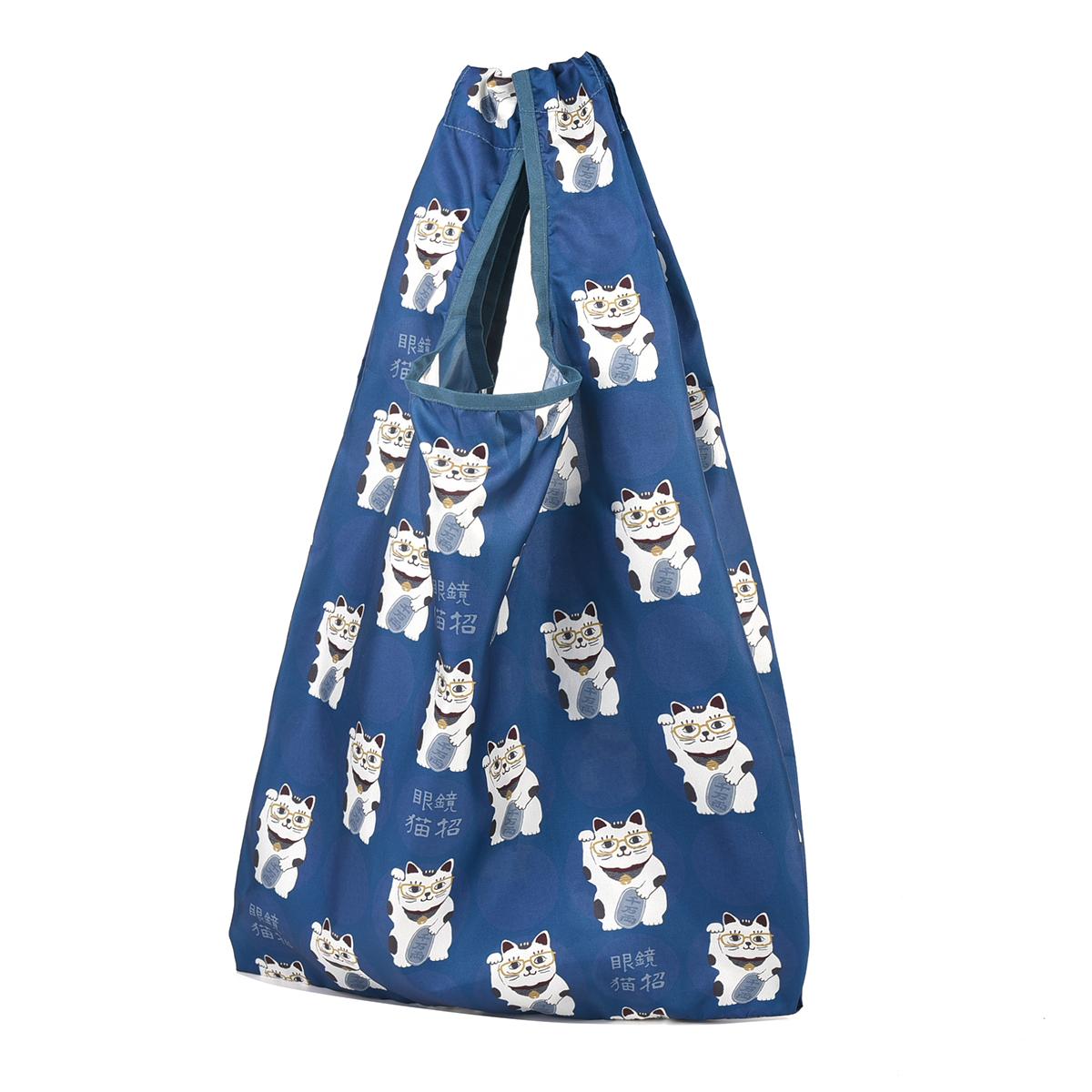 プリントエコバッグ　猫招き柄ねこ　ネコ　猫