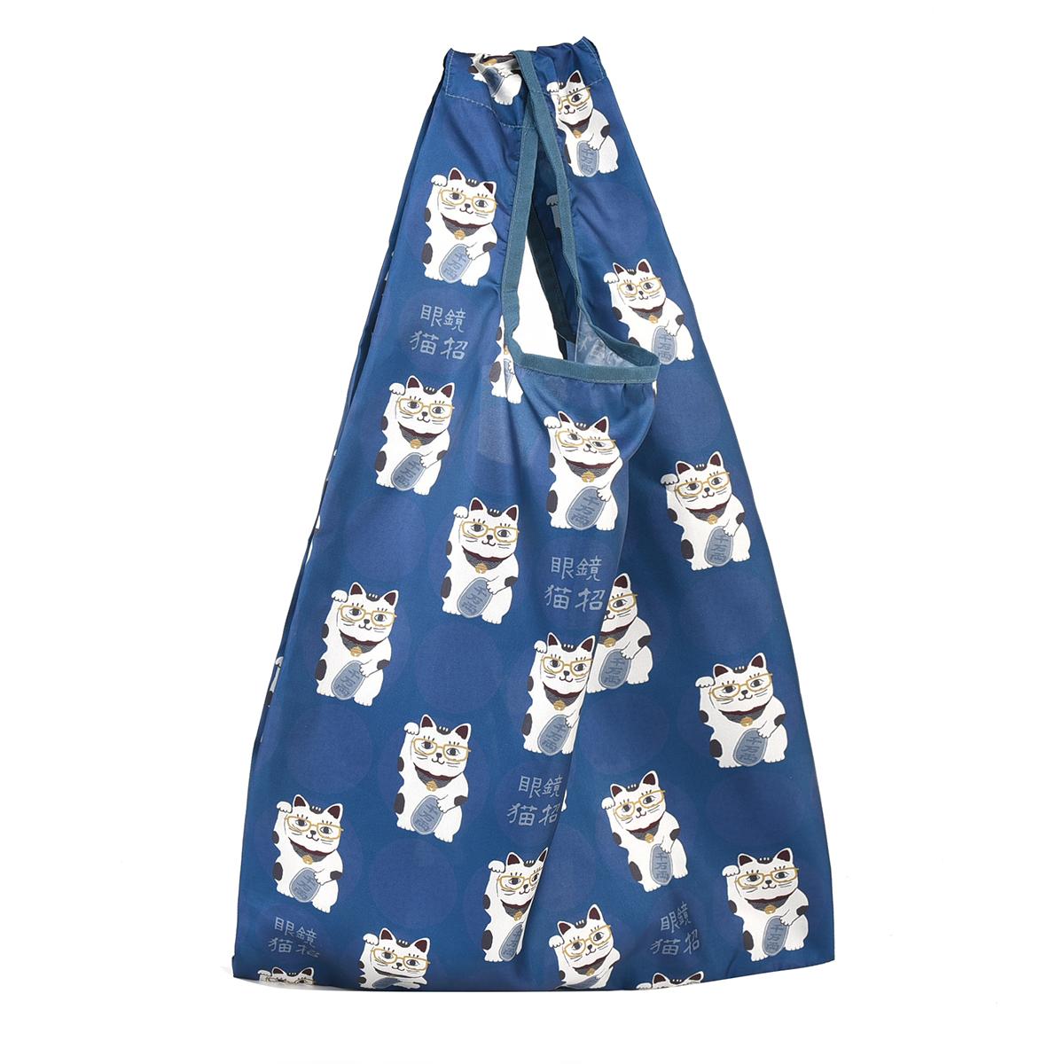 プリントエコバッグ　猫招き柄ねこ　ネコ　猫