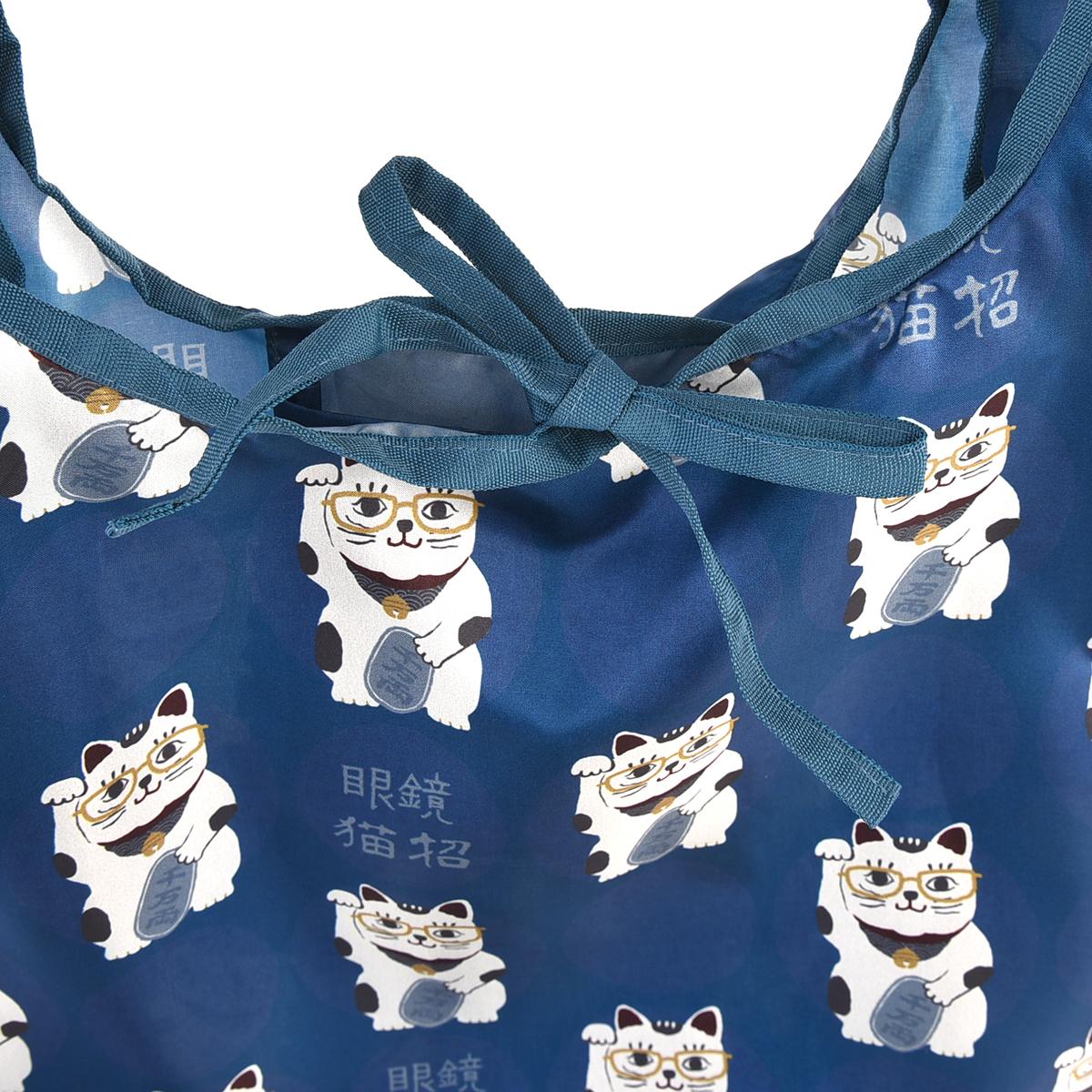 プリントエコバッグ　猫招き柄ねこ　ネコ　猫