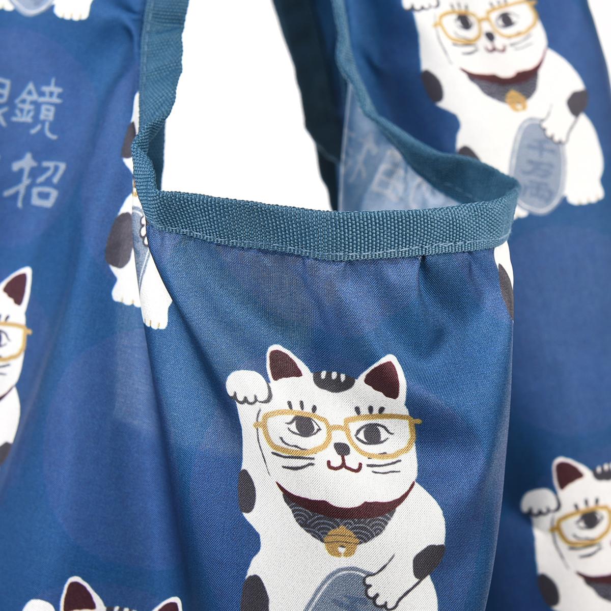 プリントエコバッグ　猫招き柄ねこ　ネコ　猫