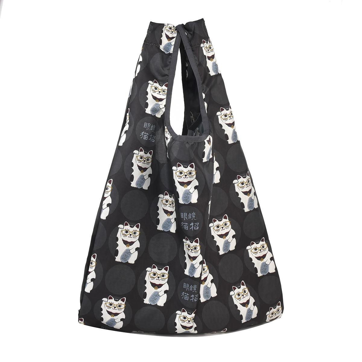 プリントエコバッグ　猫招き柄ねこ　ネコ　猫