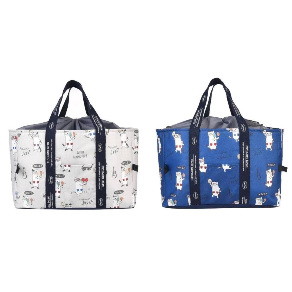 保冷保温お買い物バッグ　ネコまるけ柄（ねこ　ネコ　猫）